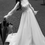 Thumbnail: Modest Organza Wedding Dress – High Neck, Flare Sleeves, Beaded Crystal Belt, 
