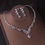 Thumbnail: Luxury Silver Color Crystal Water Drop Bridal Jewelry Set - Rhinestone Tiara wit