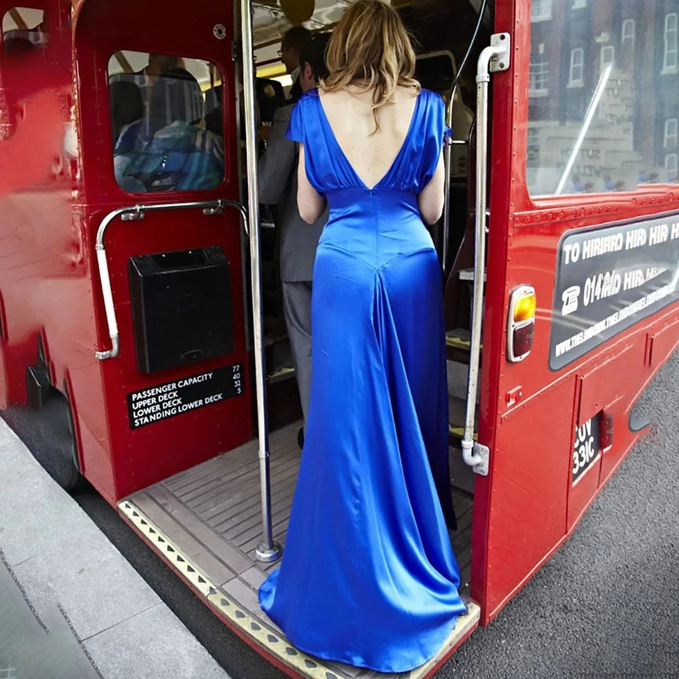 Thumbnail: Elegant Silk Satin Wedding Dress with Cap Sleeves and Plunging Open Back - Vinta