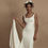 Thumbnail: Minimalist White Satin Wedding Dress – Simple Square Neck Sleeveless Sheath En