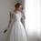 Thumbnail: Boho Lace A-Line Wedding Dress – Square Neckline, Full Sleeves, Custom Train O