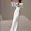 Thumbnail: Sleek Satin Mermaid Wedding Dress with Detachable Train and Spaghetti Straps