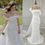 Thumbnail: Elegant Off-Shoulder Mermaid Wedding Dress with Sweep Train