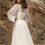 Thumbnail: Bohemian Chiffon Wedding Dress with Lace and Puff Sleeves