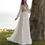 Thumbnail: Bohemian Chiffon Wedding Dress with Lace Appliques and Sweep Train