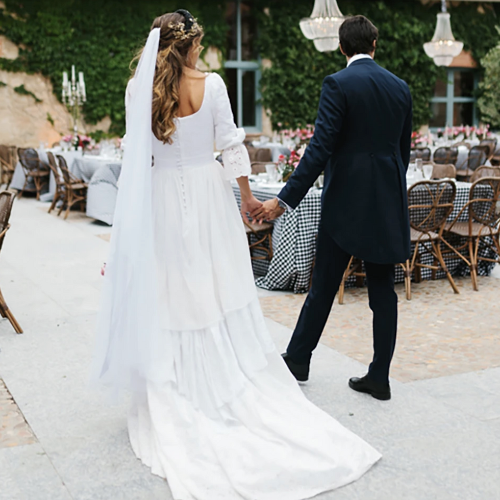 Thumbnail: Rustic Lace Bridal Gown with Flare Sleeves and Cutout Details | Vintage A-Line W