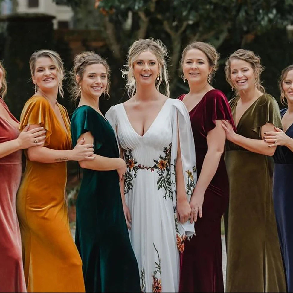 Thumbnail: Boho Floral Embroidered Wedding Dress | A-Line Chiffon Bridal Gown with Flare Sl