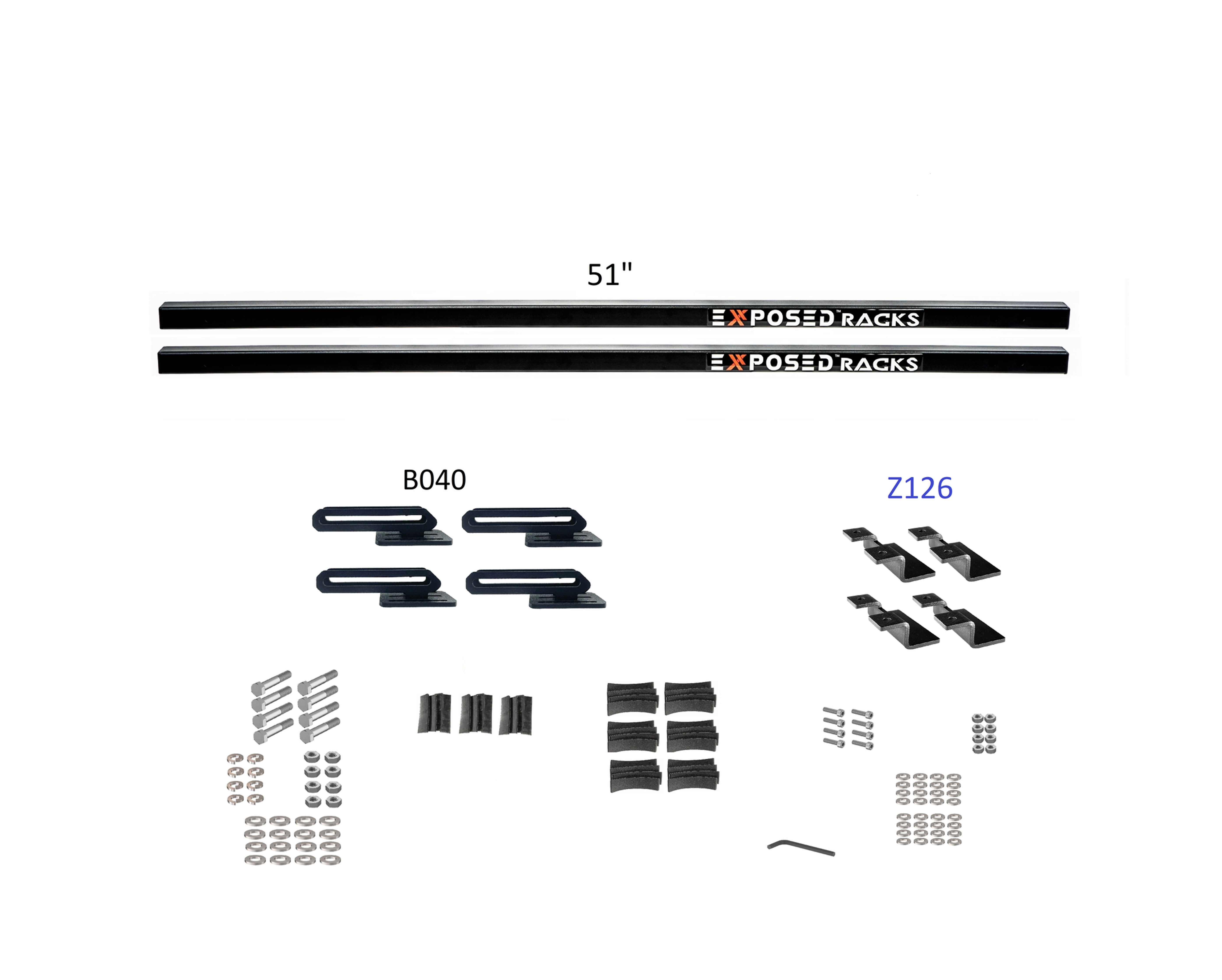 EXR 'WEEKENDER-9676' Black Crossbars - (2) 51" Solid bars, 1.76" above Rails