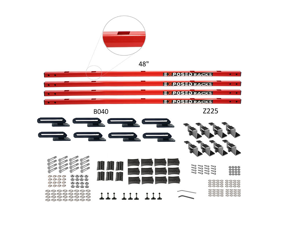 EXR 'OVERLANDER-7775' Red Crossbars - (4) 48" Click-In bars, 1.76" above Rails