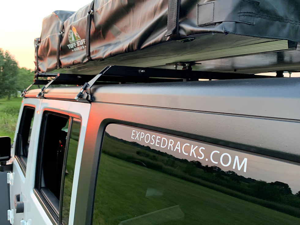 Thumbnail: 9708 BLACK NO DRILL CLICK-IN Roof Racks Jeep Wrangler JKU (4dr) Hard Top