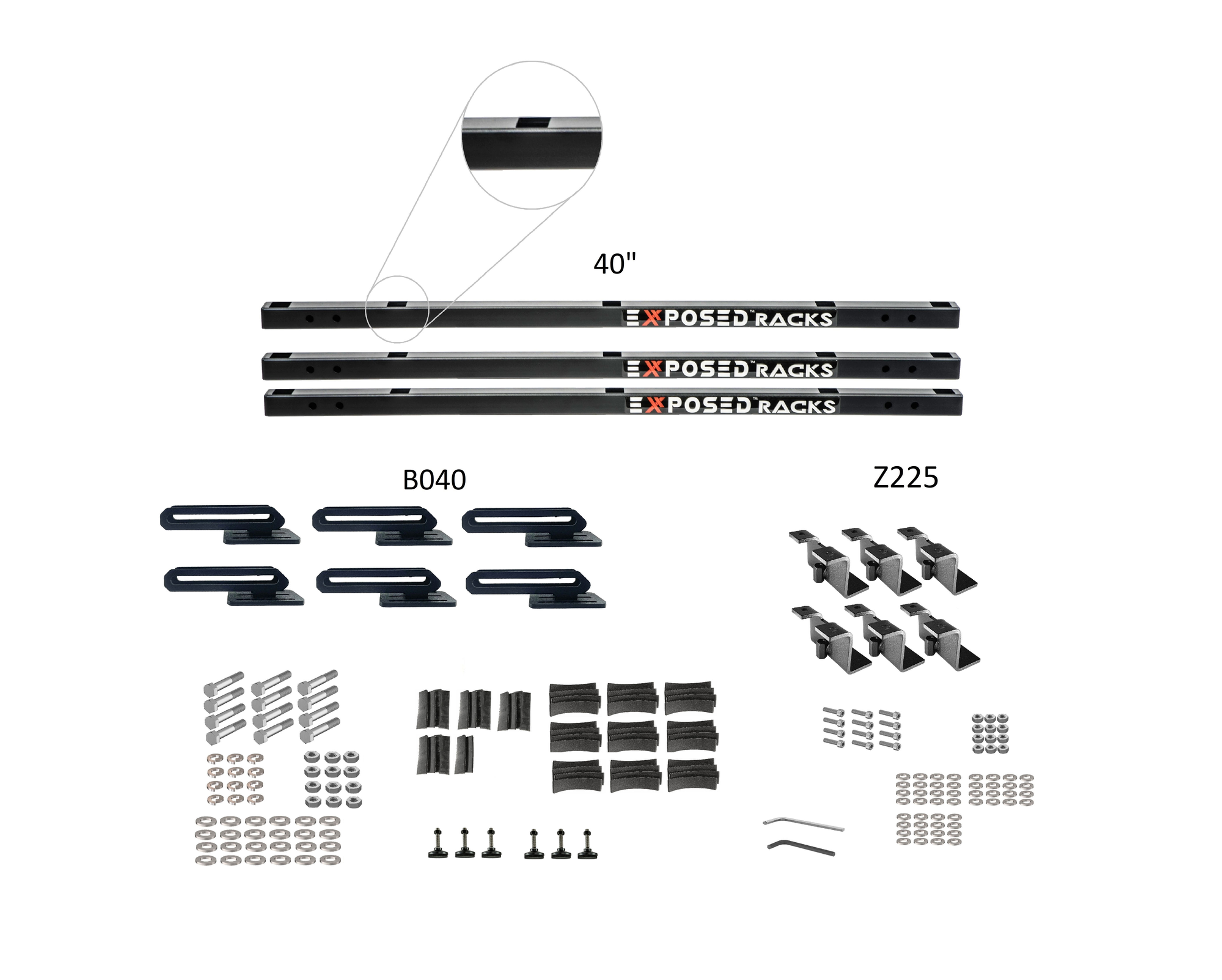 EXR 'CAMPER-7771' Black Crossbars - (3) 40" Click-In bars, 1.76" above Rails