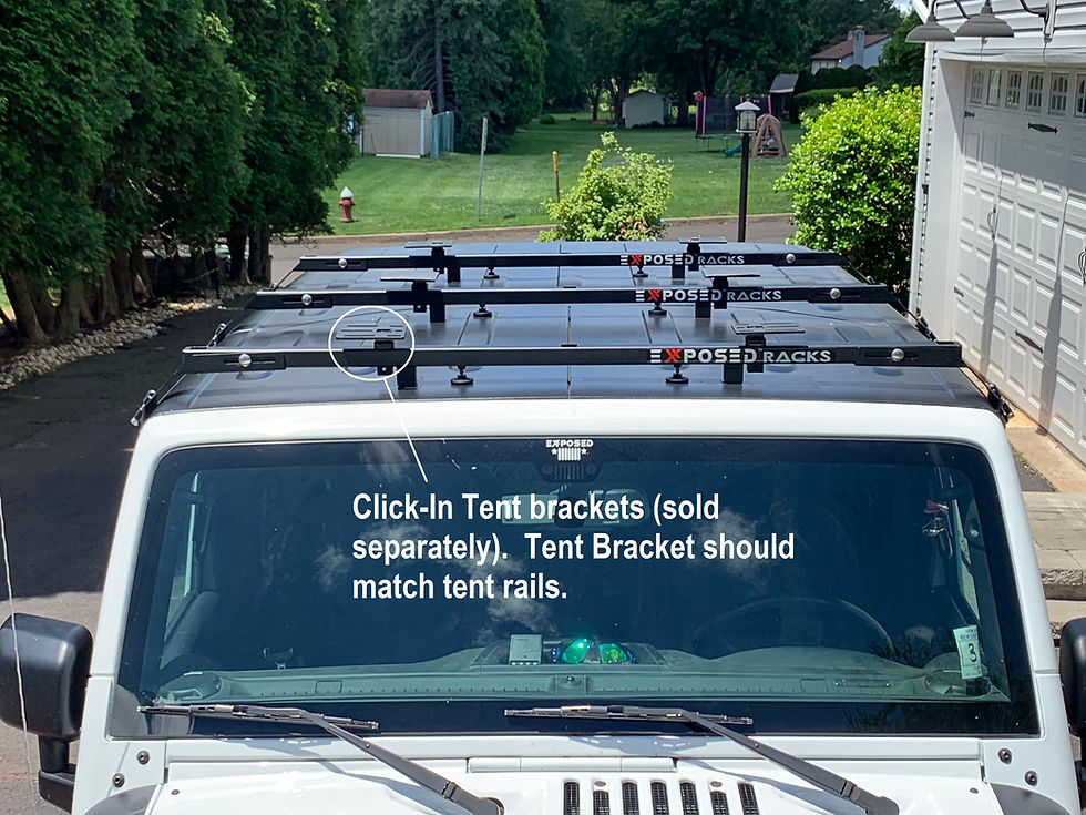 Thumbnail: 9708 BLACK NO DRILL CLICK-IN Roof Racks Jeep Wrangler JKU (4dr) Hard Top