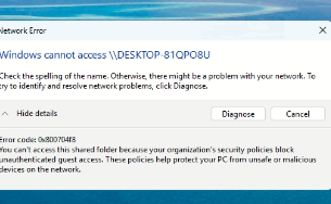 Windows Cannot Access Share File