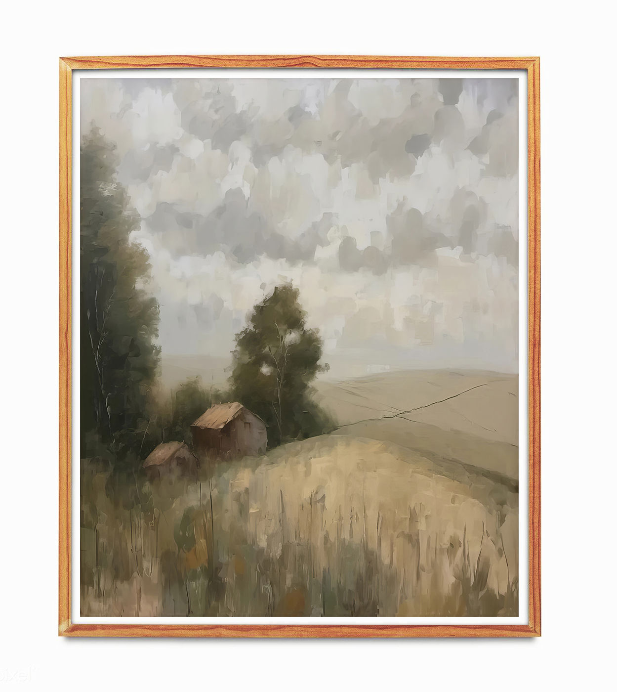 Vintage English Countryside Cottage Painting | Country Farmhouse Wall Art | Rust