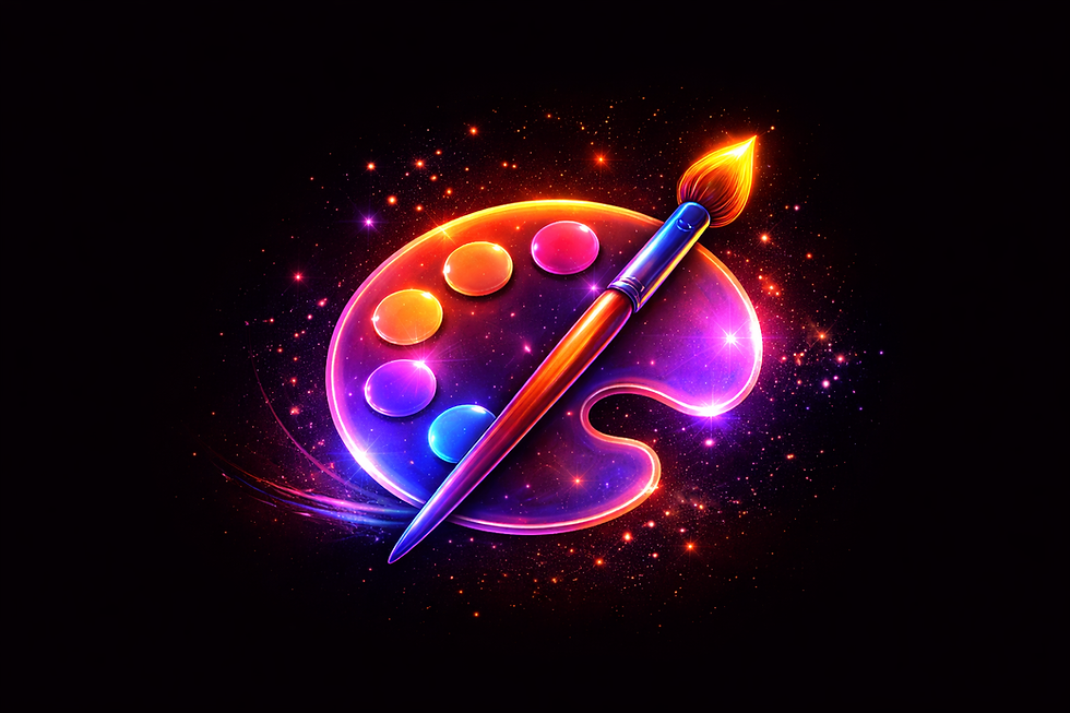 Colorful paint palette and brush representing creative branding and website design