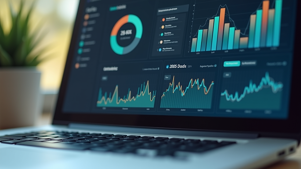Close-up view of a laptop screen showing accounting software dashboard