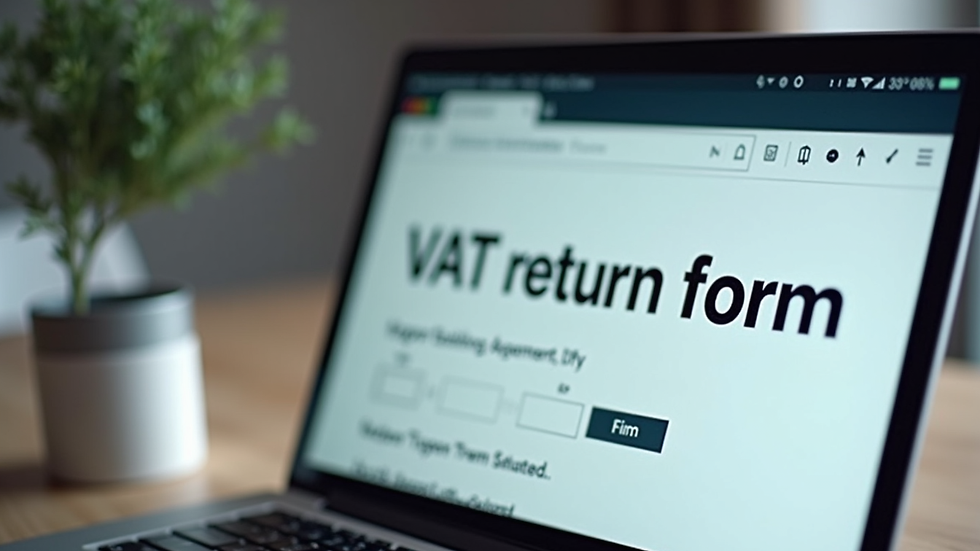 Close-up view of a laptop screen showing VAT return form