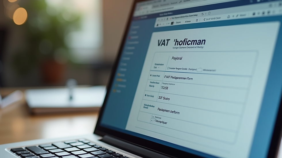 Close-up view of a laptop screen showing a VAT return form