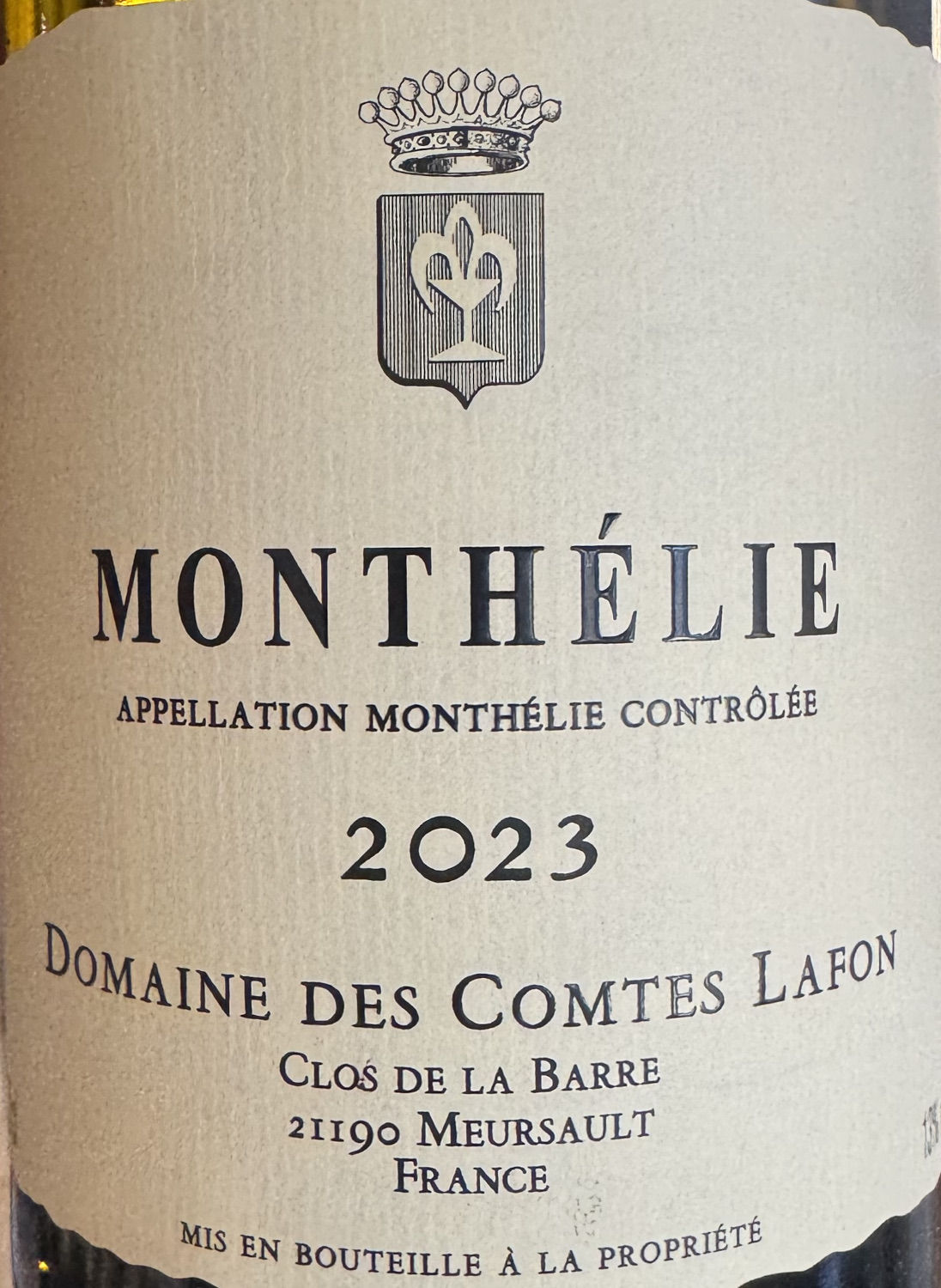 Monthélie 2023 Comtes LAFON Blanc