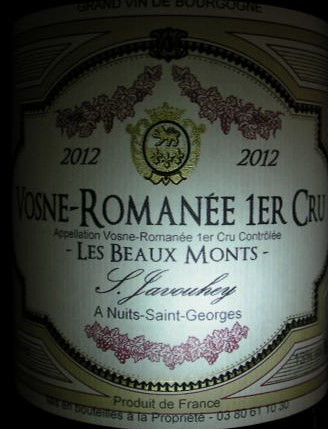 Vosne-Romanée 1er Cru "Les Beaux Monts" 2012 S.JAVOUHEY Rouge