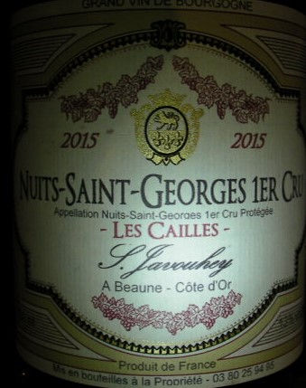 Nuits-Saint-Georges 1er Cru "Les Cailles"  2015 S.JAVOUHEY Rouge