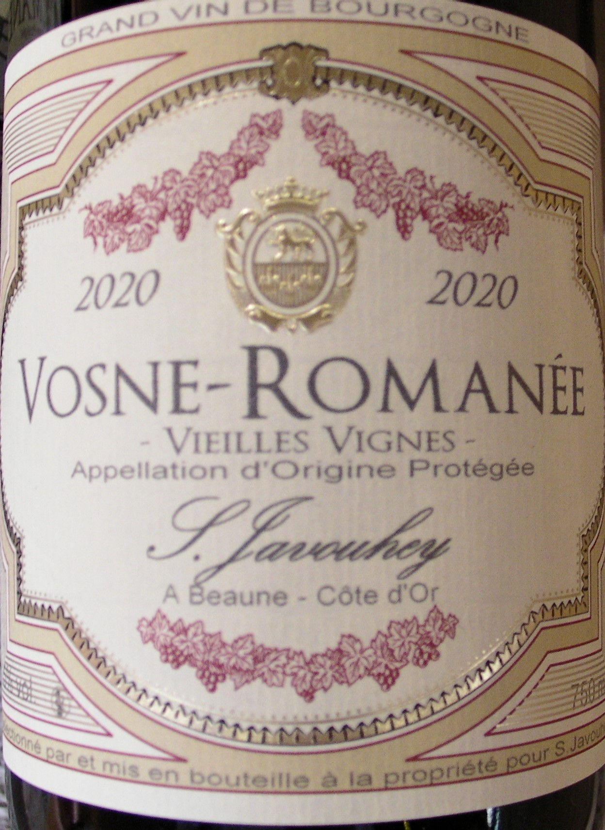 Vosne-Romanée 2020 S.JAVOUHEY Rouge