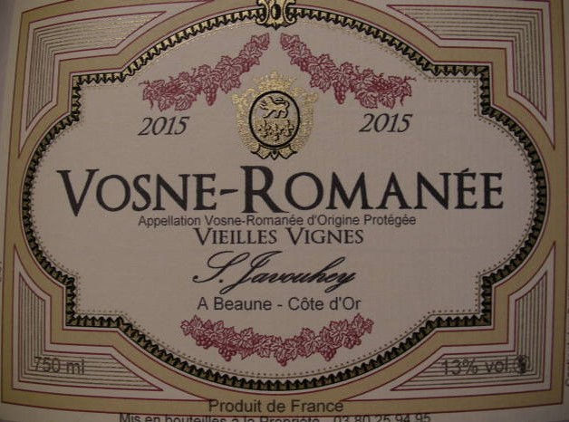 Vosne-Romanée "Vieilles Vignes" 2015 S.JAVOUHEY Rouge