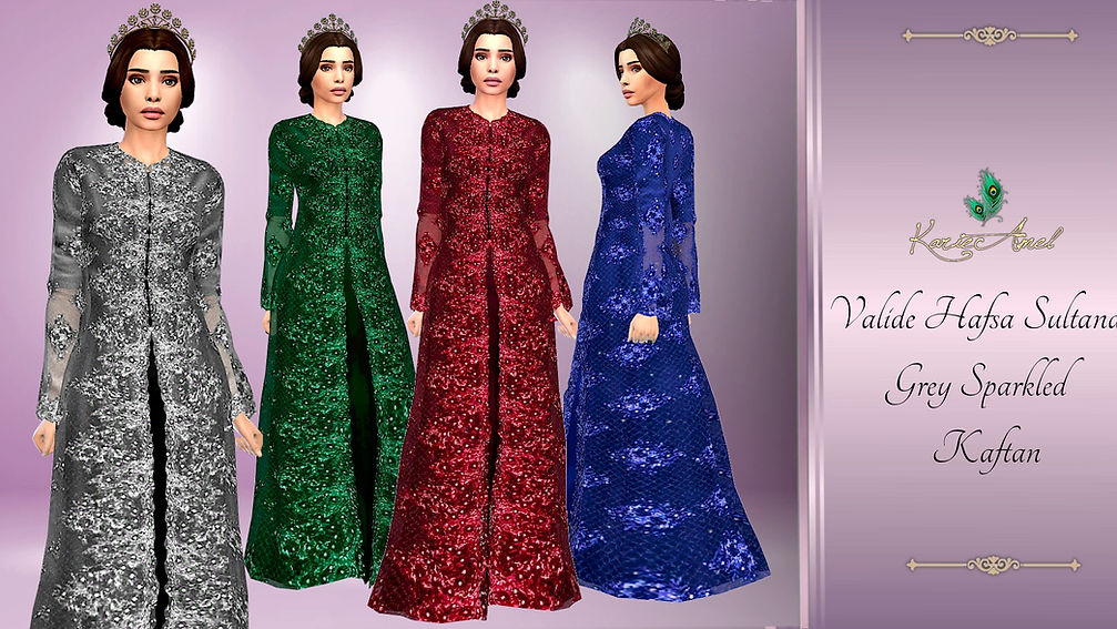 🌒 Valide Hafsa Sultana Grey Sparkled Kaftan🌒