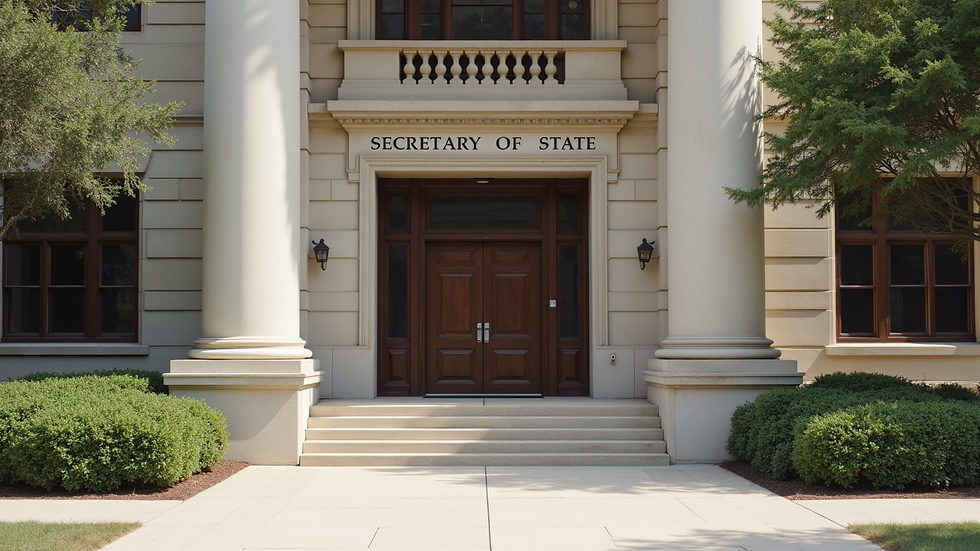 Eye-level view of Kansas Secretary of State building entrance