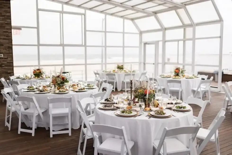 The Atrium set up for a beautiful beach wedding reception