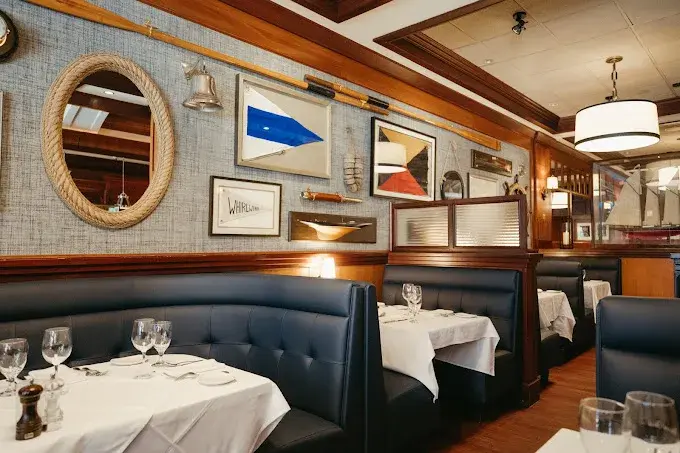 The interior view of Atlantic Fish Company dining booths