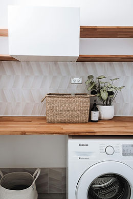 clean counter with plant and basket on top
