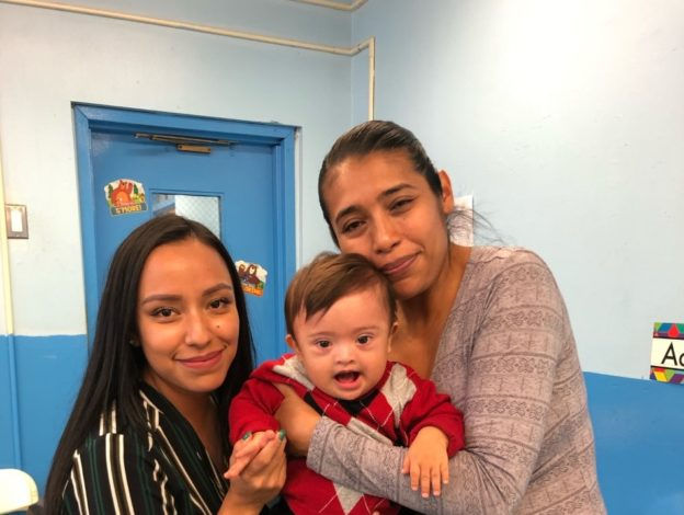 Alondra (left) with clients Isaías and his mom Rosalba