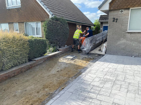 Concrete installation for a house driveway