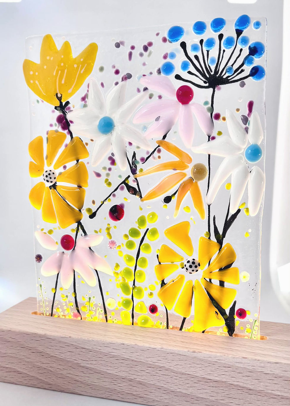 Flower Meadow- fused glass panel and lightbar
