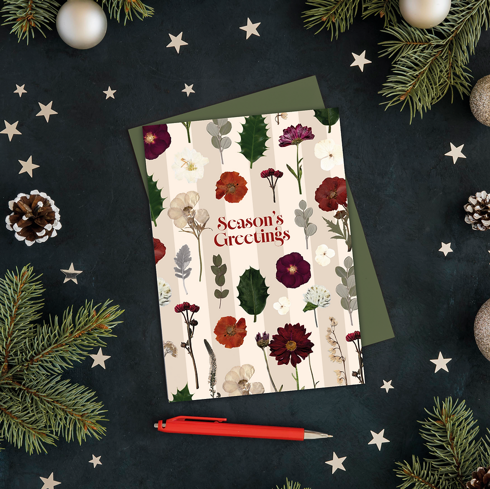 Season's Greetings Floral Christmas Greeting Card