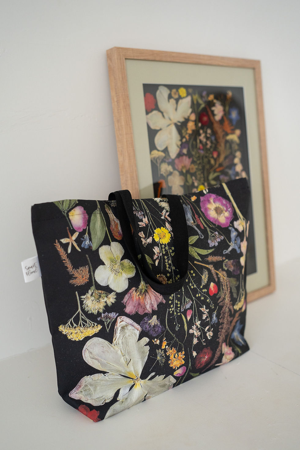 Thumbnail: Black Multicoloured Floral Tote bag