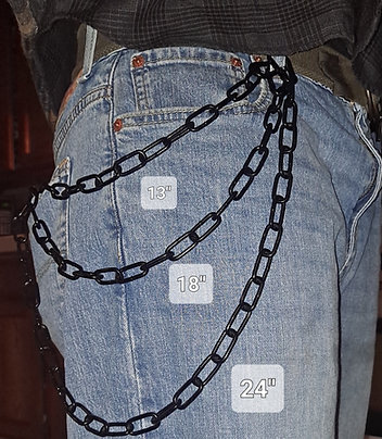 Handgefertigte Geldbörsen-/Hosenkette aus schwarzem Kohlenstoffstahl.