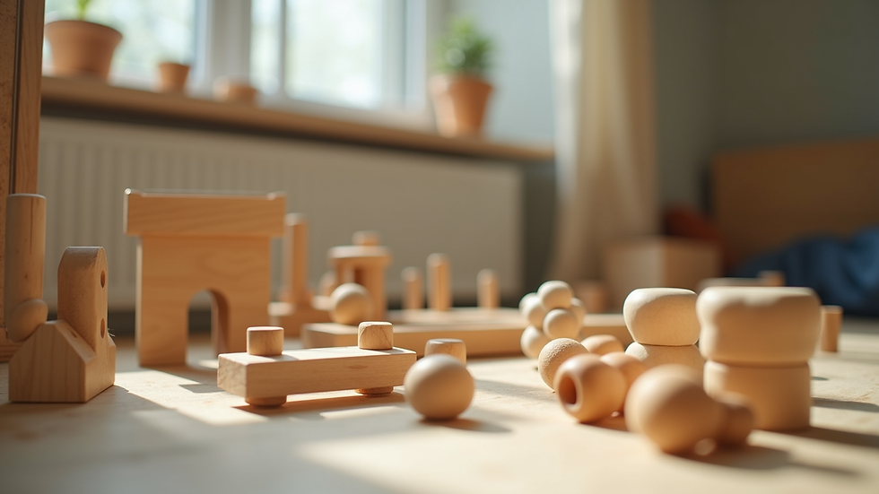 Close-up view of Montessori learning materials designed for sensory and tactile engagement