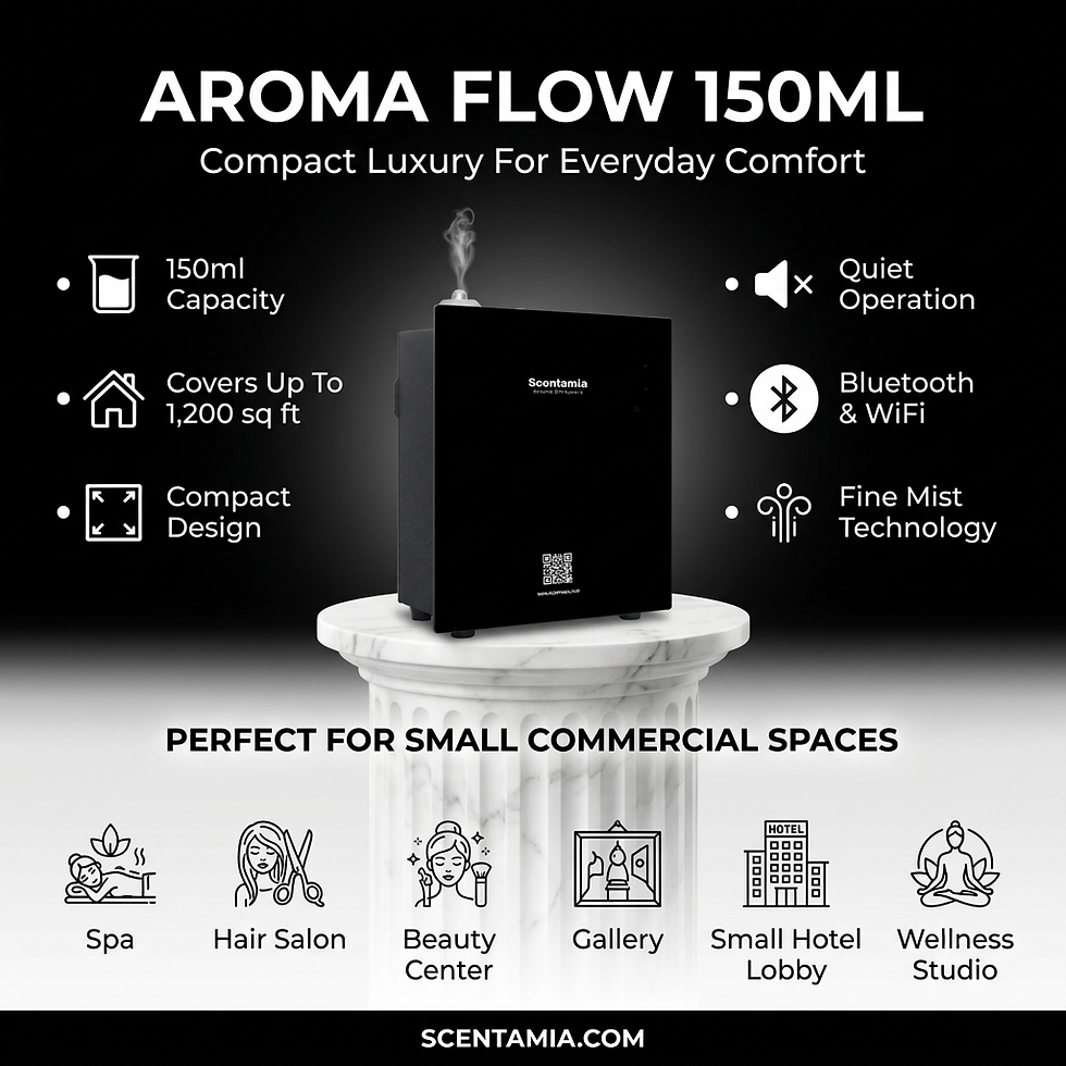 Scentamia Aroma Flow Series 100 smart Bluetooth and Wi-Fi scent diffuser for spas and salons.