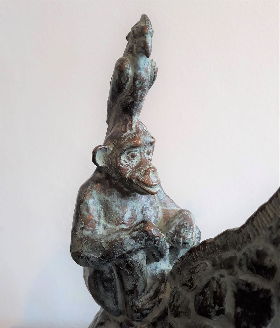 Thumbnail: Stapel op Safari II by Annemarie van der Kolk – A bronze sculpture of safari animals stacked on top of each other, creating a playful and imaginative composition with intricate detailing.