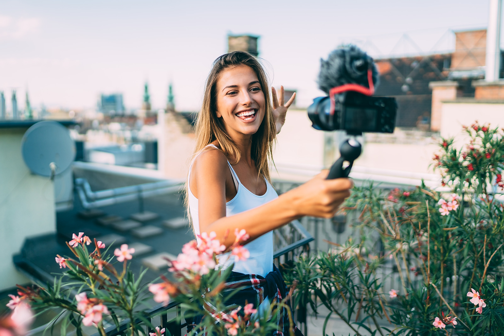 Influencer recording a video