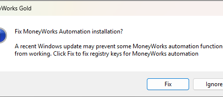 Fix MoneyWorks Automation Installation?