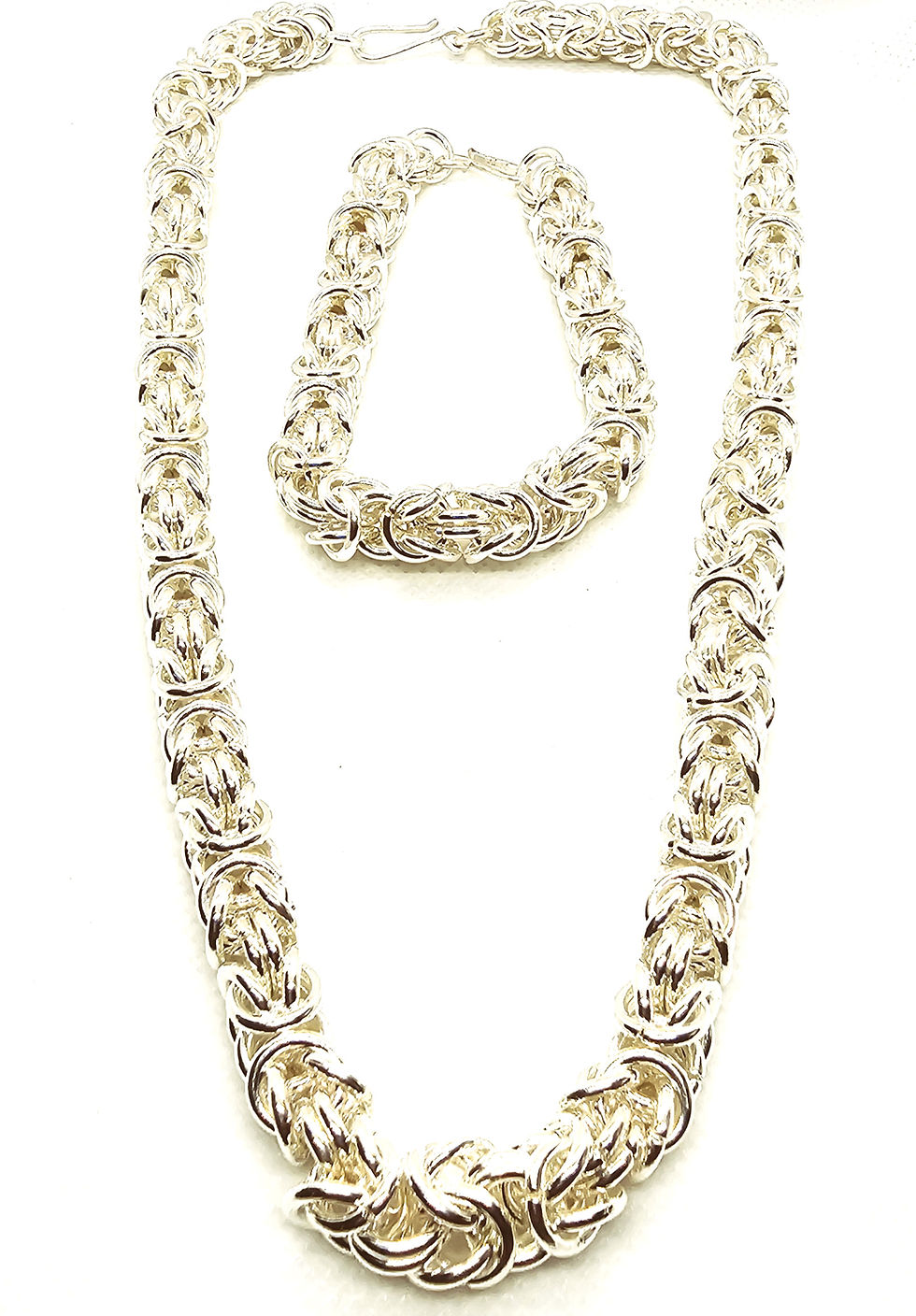 Byzantine Chunky Silver & Copper Chain Bracelet Sets