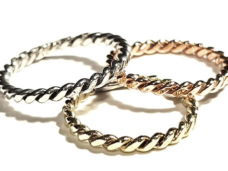 Image of Ajsheart’s Twisted Stackable Rings in Sterling Silver, Copper and Brass Gold