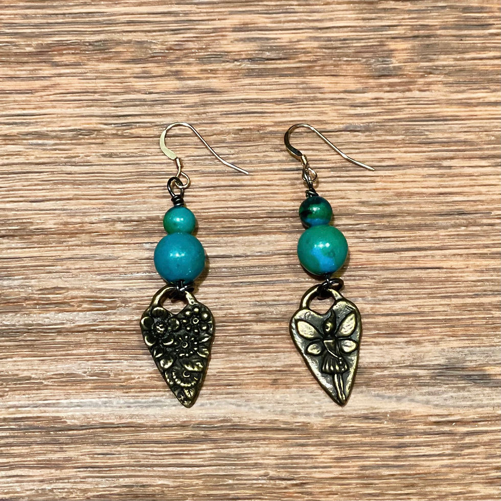 Thumbnail: 14k Gold & Brass Fairy 🧚‍♀️ Jasper Earrings