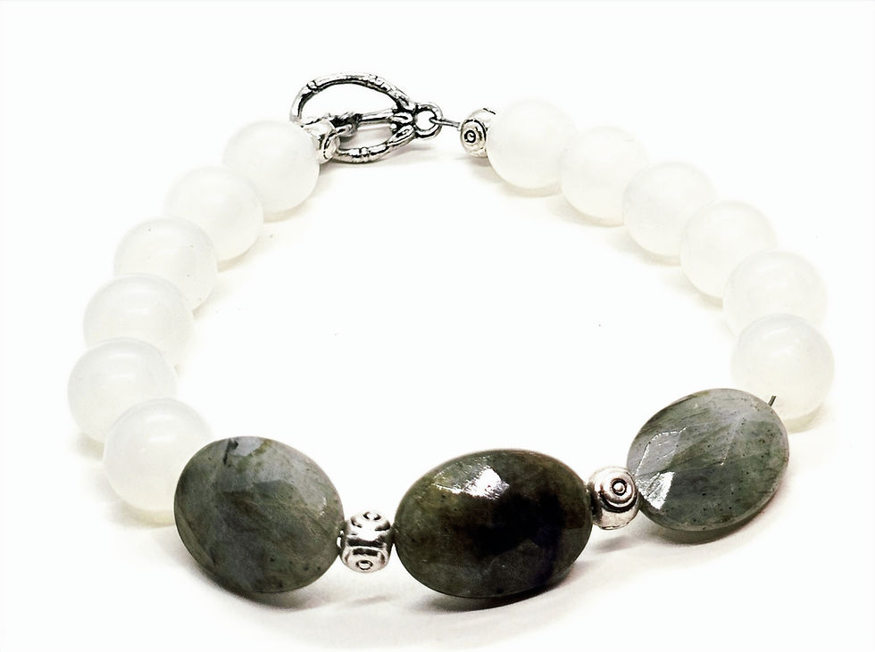 Thumbnail: Labradorite & Moonstone Bracelet – Size 8 | Ajsheart Handmade Crystal Jewelry