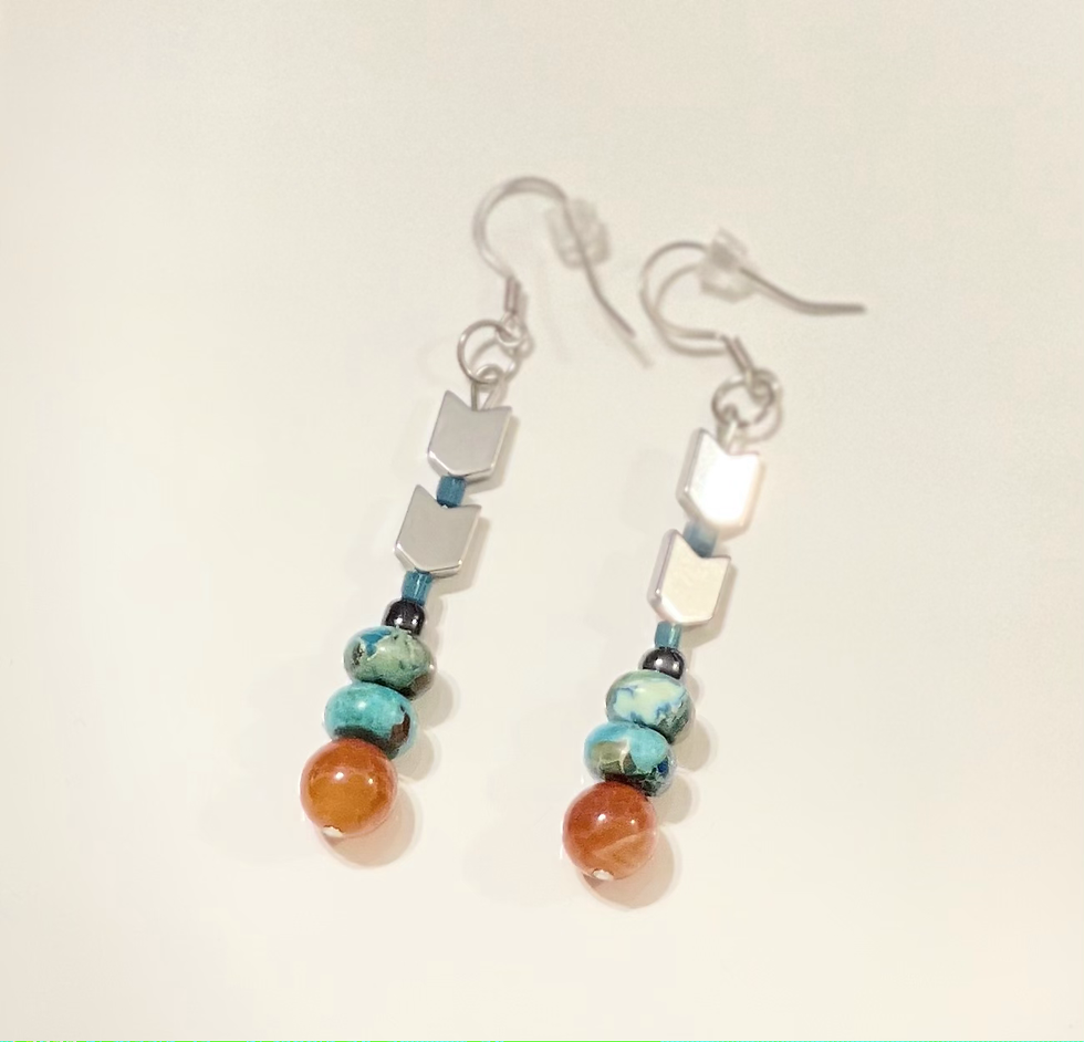 Thumbnail: Fire & Ice Agate & Chevron Earrings