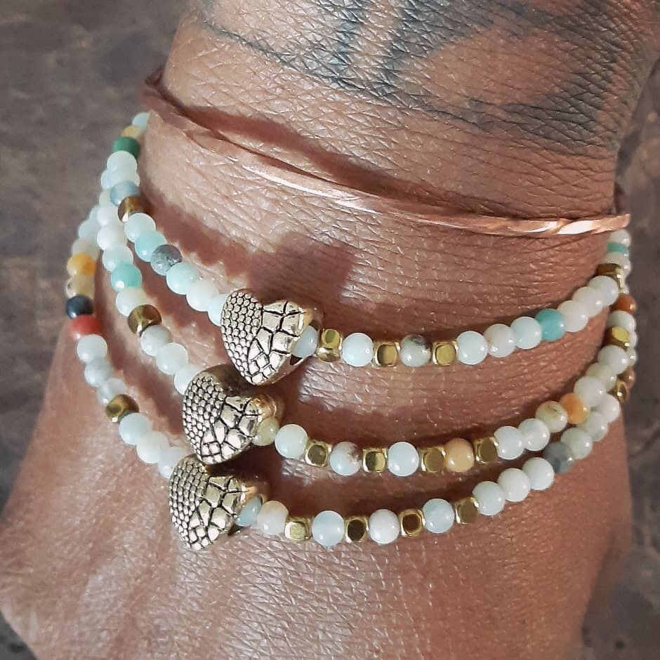 Thumbnail: Stackable Agate & Hematite Bracelets