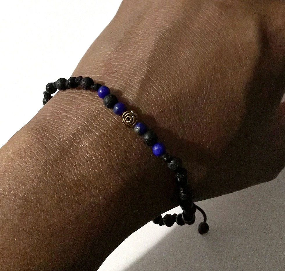 Thumbnail: Stackable Lapis Lazuli, Black Jade, Lava & Hematite Bracelets
